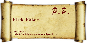 Pirk Péter névjegykártya
